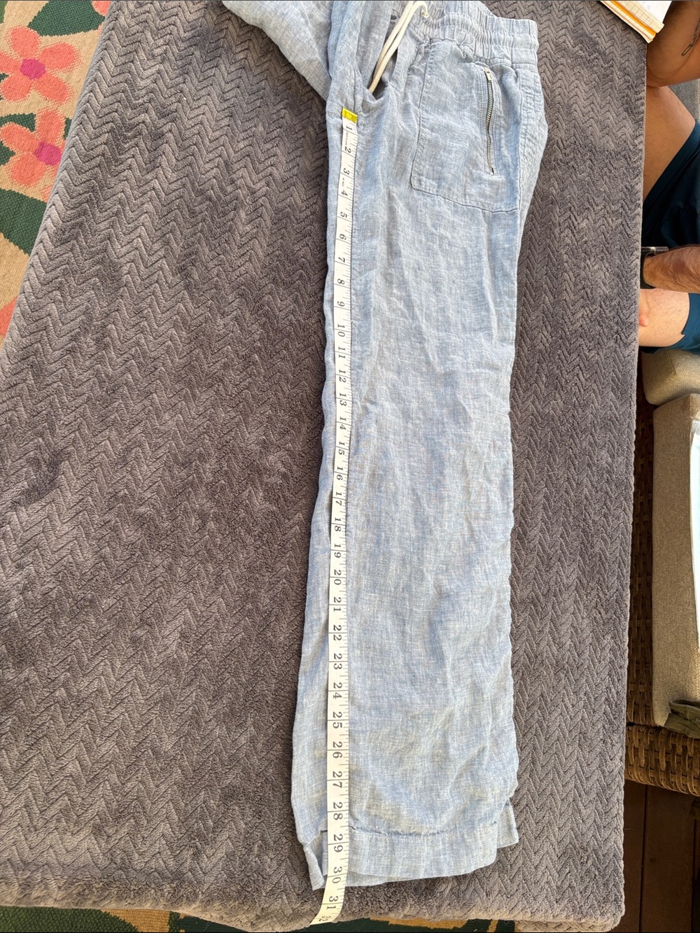 Athleta Light Blue Wide-Leg Linen Blend Pants - Picture 11 of 12